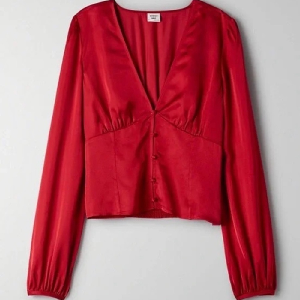 Aritzia Sunday Best Tatiana Blouse in Red